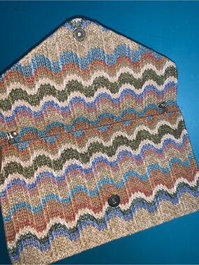Multicoloured Clutch with Gold Chain Handle